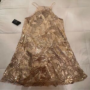 Gold Sequin Sleeveless Dress